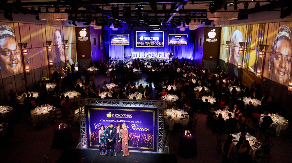 Gala Event Overview: Aerial view capturing the scale and ambiance of the New York Cancer Foundations 4th Annual Raising Hope Gala held at the Ziegfeld Ballroom.